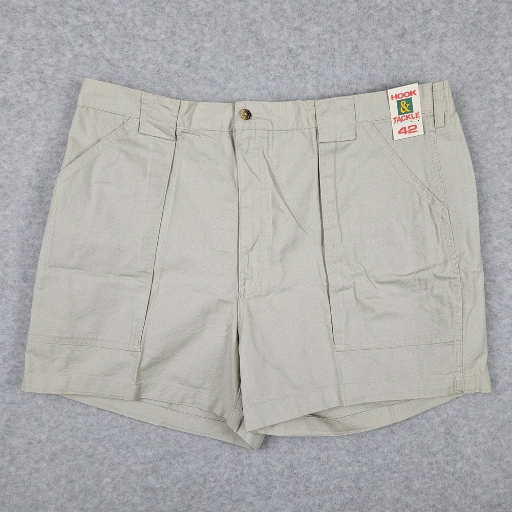 Hook & Tackle Men's 42 Sand Shorts Beer Can Island Fishing Utility Canvas Cargo